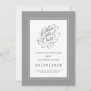 Ultimate Grey Elegant Wedding Engagement Trendy Save The Date