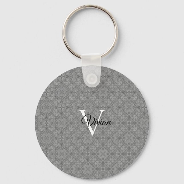 Ultimate Grey Monogram Keychain (Front)
