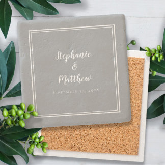 Ultimate Grey Wedding Bride & Groom Elegant Simple Stone Coaster