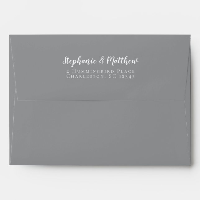 Ultimate Grey Wedding Bride & Groom Return Address Envelope (Back (Top Flap))