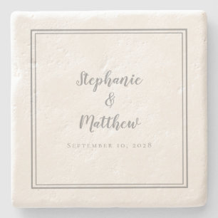 Ultimate Grey Wedding Bride & Groom Simple Elegant Stone Coaster