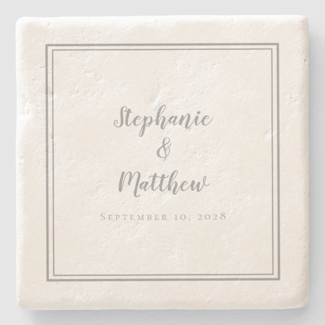 Ultimate Grey Wedding Bride & Groom Simple Elegant Stone Coaster (Front)