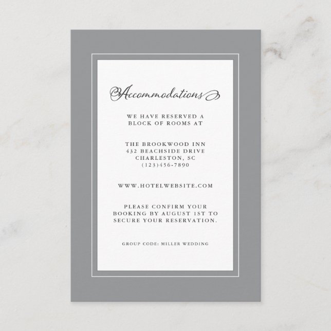 Ultimate Grey Wedding Detail Modern Chic Borders Enclosure Card (Front)