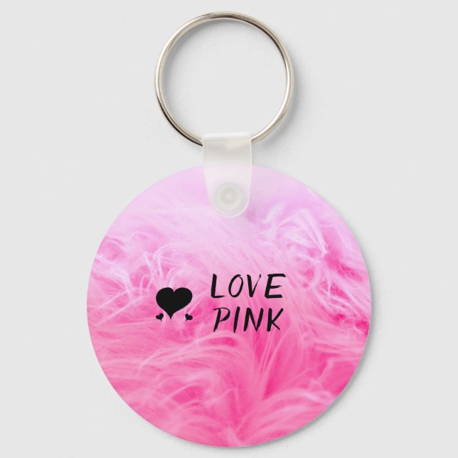 Ultimate Hot Pink Fuzzy Faux Fur Keychain (Front)