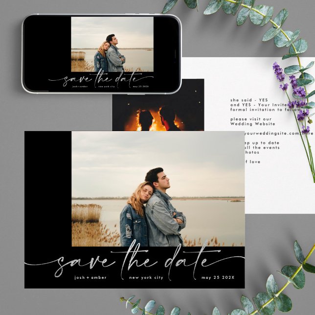 Ultimate | Modern Grey Forever Photo Silver Foil Save The Date (Creator Uploaded)