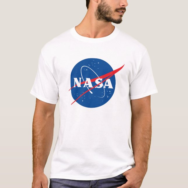 Ultimate NASA Logo Rocket White Heavy Cotton T-Shirt (Front)