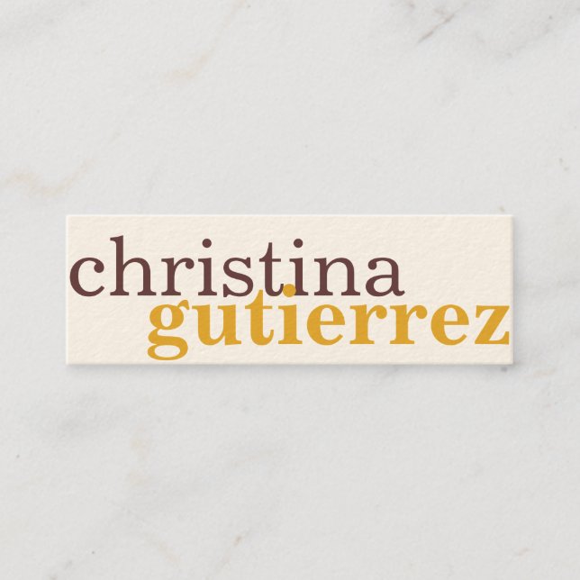 Ultimate network exchange gold ecru typography mini business card (Front)