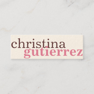 Ultimate network exchange pink ecru typography mini business card