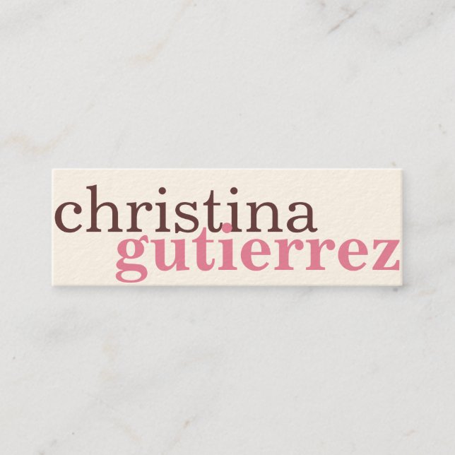 Ultimate network exchange pink ecru typography mini business card (Front)