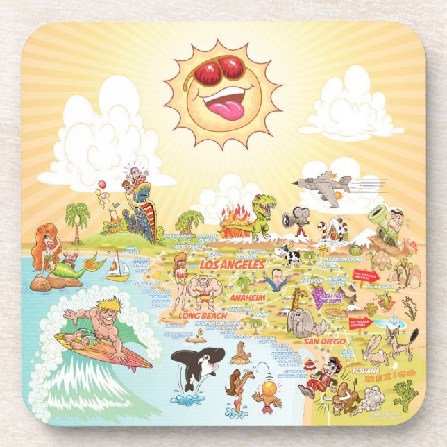 Ultimate Sunny California Hard Plastic Coaster (Front)