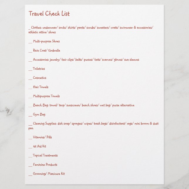 Ultimate Travel Check List for Every Kind of Trip Flyer (Front)