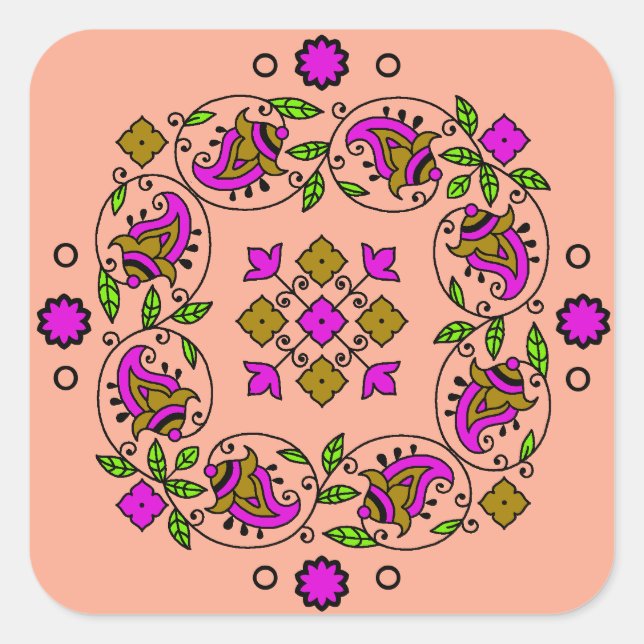 ultimate vintage pattern square sticker (Front)