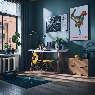 Ultimative Skateboard Trick Liste in Wortwolke Poster