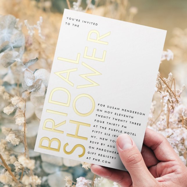 Ultra Black Modern Custom Name GOLD Bridal Shower (Creator Uploaded)