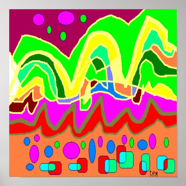 Ultra bright colours dancing about type poster (Front)