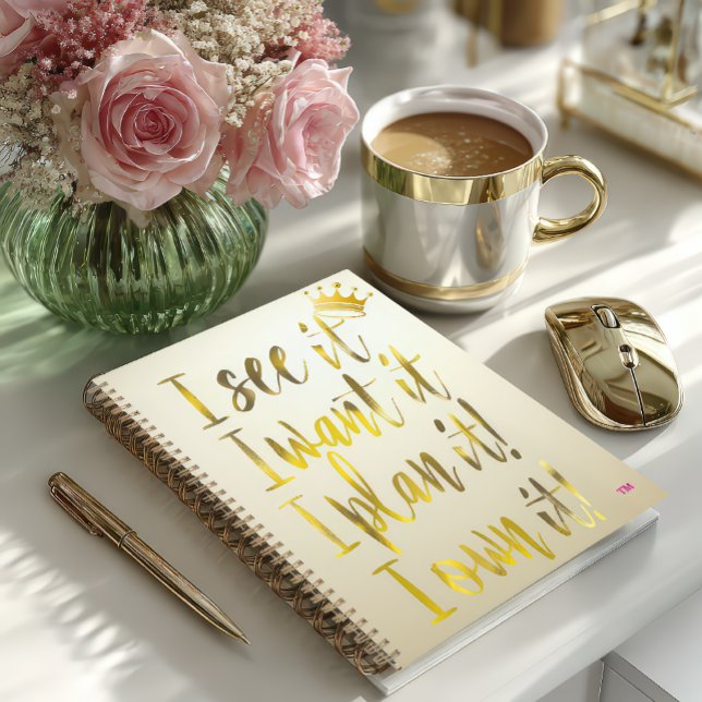  Ultra Chic Gold & Pearl Ivory Motivational Luxe (Stylish Motivational Gold Text Personal Daily Planner )