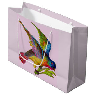 ultra colourful Victorian bird print Large Gift Bag