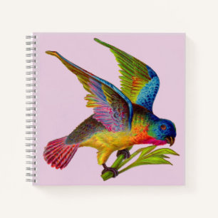ultra colourful Victorian bird print Notebook