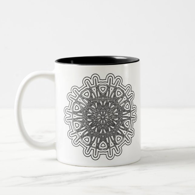 Ultra Cool Mandala Design #1 Two-Tone Coffee Mug (Left)