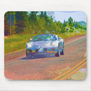 Ultra Cool Super Fast Silver Sports Car Mouse Pad