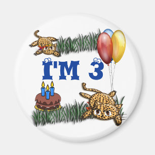 Ultra Cute 3 Year OLD Leopard Safari Birthday Magnet