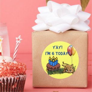 Ultra Cute 6 Year Old Leopard  Birthday Stickers