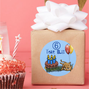 Ultra Cute 6 Year Old Leopard  Birthday Stickers