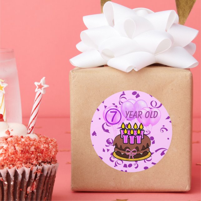 Ultra Cute 7 Year Old Birthday Cake Stickers (Party)