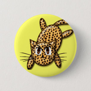 Ultra Cute Anime Leopard Kitty 2 Inch Round Button