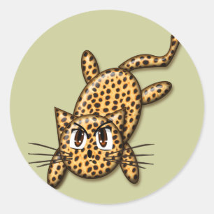 Ultra Cute Anime Leopard Kitty Classic Round Sticker