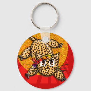 Ultra Cute Anime Leopard Kitty Rainbow Head Band Keychain