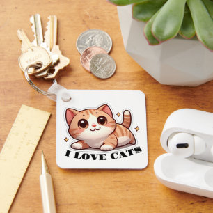 Ultra Cute Kitten I Love Cats Keychain