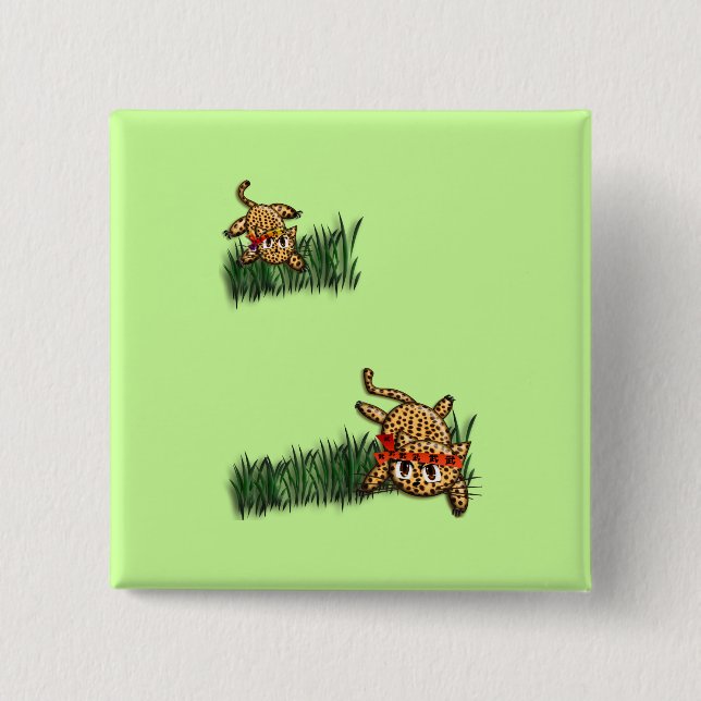 Ultra Cute Leopard Safari Birthday Invitations 2 Inch Square Button (Front)