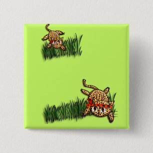 Ultra Cute Leopard Safari Birthday Invitations 2 Inch Square Button