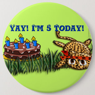 Ultra Cute Leopard Safari Birthday Invitations 6 Inch Round Button