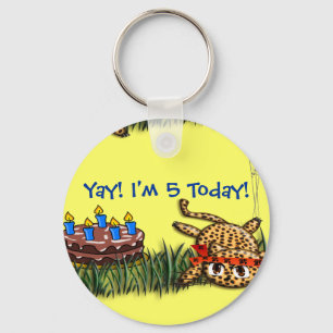 Ultra Cute Leopard Safari Birthday Invitations Keychain
