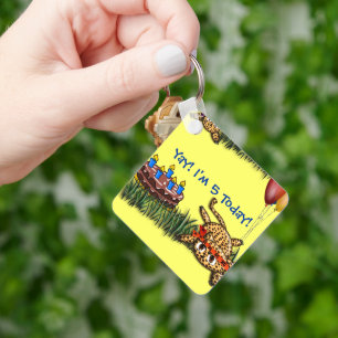 Ultra Cute Leopard Safari Birthday Invitations Keychain