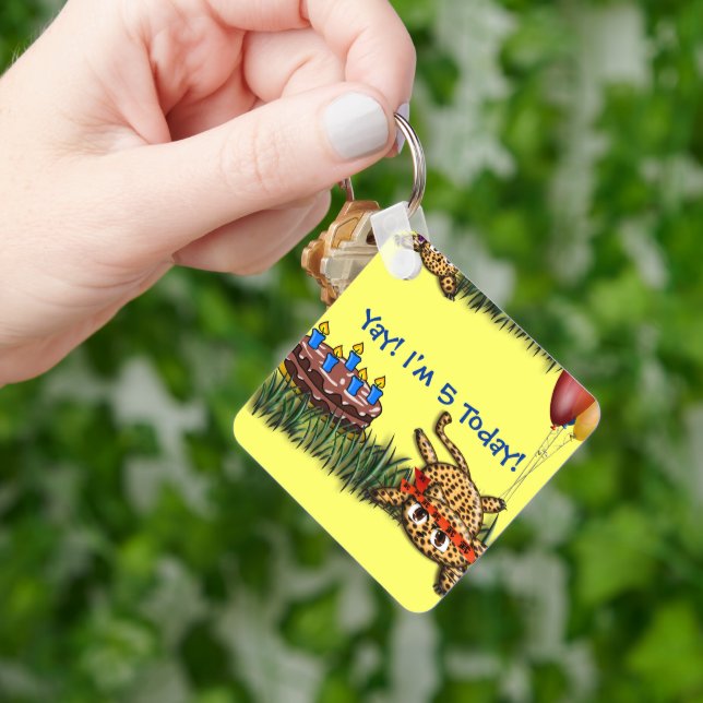 Ultra Cute Leopard Safari Birthday Invitations Keychain (Hand)