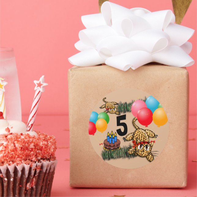 Ultra Cute Leopard Safari Birthday Stickers (Party)