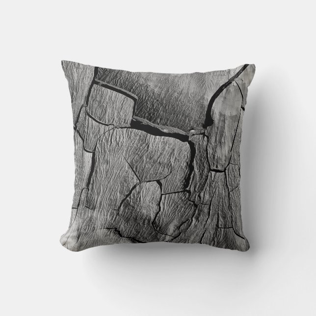 Ultra-Dry Desert Cracked Landscape Throw Pillow (Front)