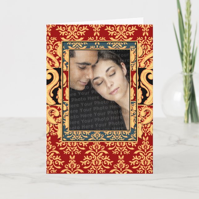 Ultra Elegant Gilded Damask Wedding Invitation (Front)