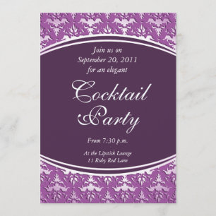 Ultra Elegant Mauve - Silver Embossed Damask Invitation