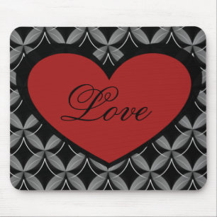 Ultra Glam Heart Mousepad, Red Mouse Pad
