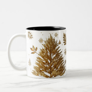 Ultra Glam Liquid Gold Brush Stroke Christmas Tree Two-Tone Coffee Mug