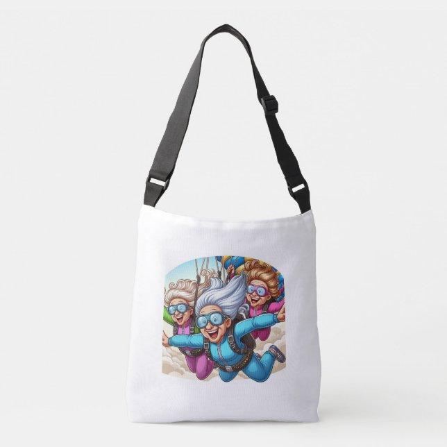 Ultra Grannies Go Skydiving Cross body bag (Front)