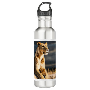 Ultra HD 3D Lioness – Full Body Side Pose on Blac 710 Ml Water Bottle