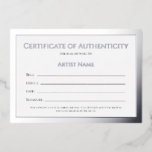 Ultra Luxe Silver Foil Certificate of Authenticity Foil Holiday Card