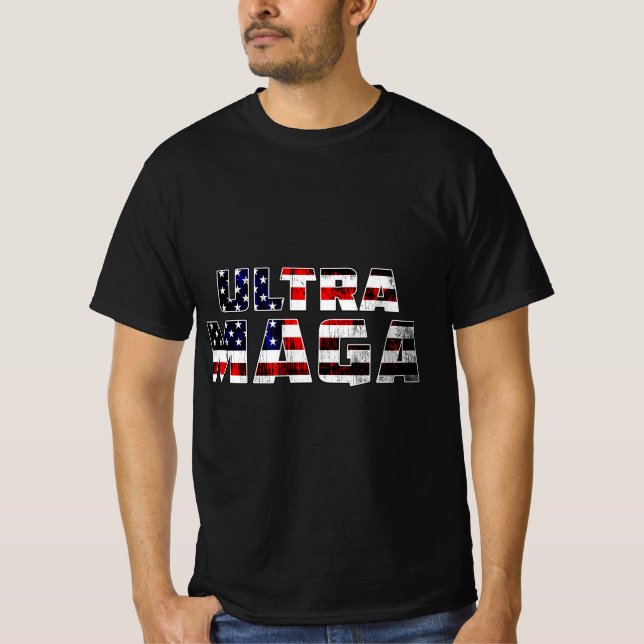 Ultra Maga Donald Trump Joe Biden Republican Ameri T-Shirt (Front)