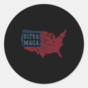 Ultra MAGA Fun Trendy Women Men Retro US Flag Classic Round Sticker