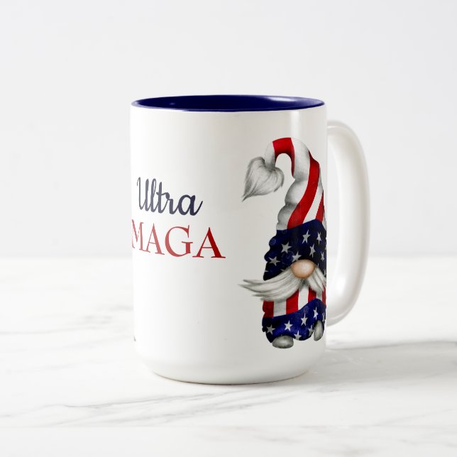 Ultra MAGA Gnomes Two-Tone Coffee Mug (Front Right)